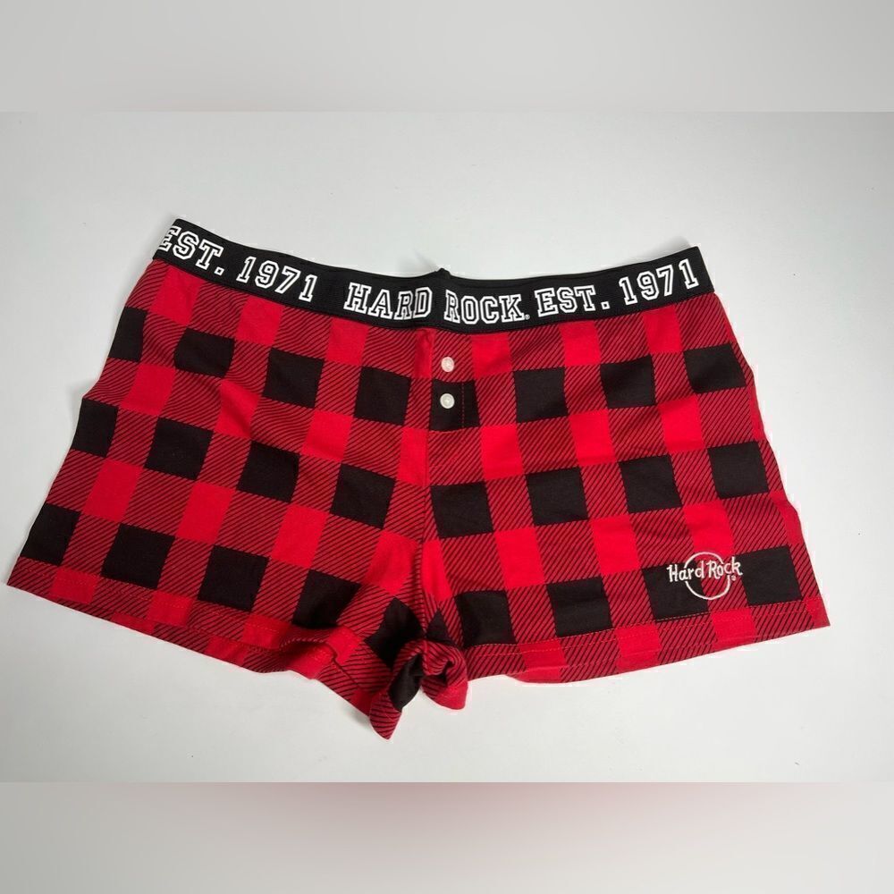 Hard Rock Plaid Cotton Boxer Short Red Black NWOT SIZE S